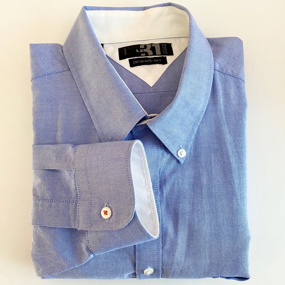 👔 Simons Blue Textured Dress Shirt